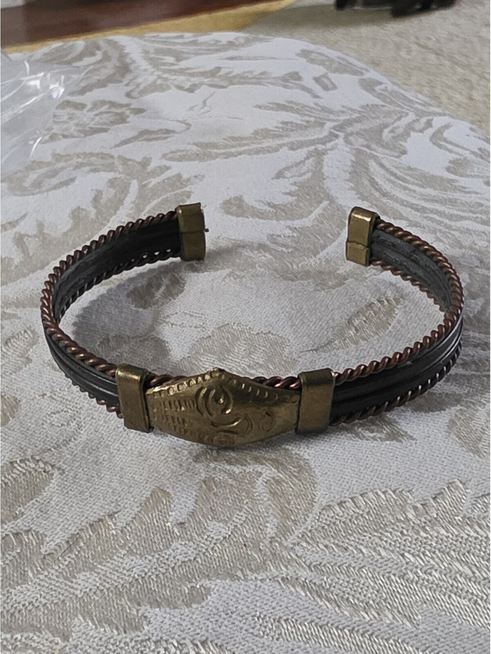 ESTATE BRONZE BRASS Ethnic FACE MASK ARTS CRAFTS CUFF BRACELET